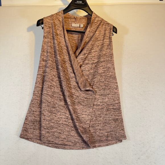 Logo Lori Goldstein Open Wrap Sweater Woman's XXS Sleeveless Heathered Brown QVC - Picture 11 of 12